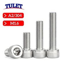 Image of M1.6 (1.6mmØ) SOCKET CAP SCREWS A2 STAINLESS STEEL ALLEN BOLTS HEX HEAD DIN 912