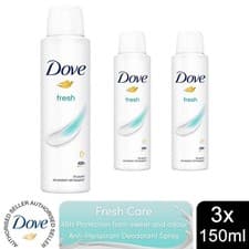Image of Dove Anti-Perspirant with 48H Sweat Protection Deodorant Spray 150ml, 3 Pack