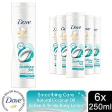 Image of Dove Smoothing Care Body Lotion w/ Natural Coconut Oil Soften & Refine 250ml,6Pk