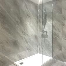 Image of Grey Ocean Marble 1000mm Wide Shower Panel 1m x 2.4m PVC Large Shower Wall Panel