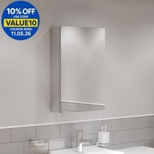 Image of Single Door Bathroom Mirror Cabinet Cupboard Stainless Steel Wall Mounted 400mm