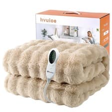 Image of Heated Electric Throw Plush Faux Rabbit Fur Blanket Fast Heat Up & Auto Shut-Off