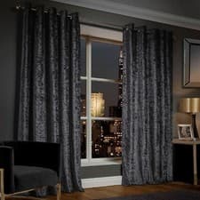 Image of Ring Top Thick Velvet Blackout Curtains Pair With Eyelet Ready Made Fully Lined