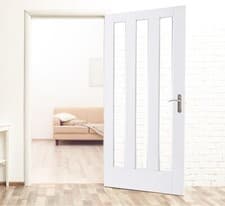 Image of internal door white primed aston 3 light clear or frosted glass white primed