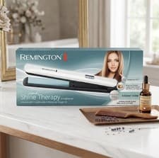Image of Remington Shine Therapy Hair Straightener - White/Black (S8500)