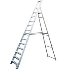 Image of 2.6m Aluminium Platform Step Ladders 12 Tread 4.2m Work Height HEAVY DUTY Steps