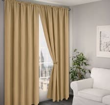 Image of Thermal Light Reducing Curtains Pencil Pleat Tape Header Readymade Pair Curtains