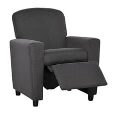 Image of Kids Sofa 55x50x67cm Grey Linen Wood Sponge Recliner Armchair with Footrest Jnr