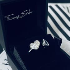 Image of THOMAS SABO Sterling Silver CZ Double Heart Ring TR2082-051-14-54 Size N