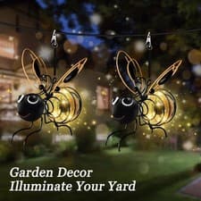 Image of 2PCS Hanging Bee Solar Lights Garden Ornaments Clip-on Outdoor Waterproof Decor