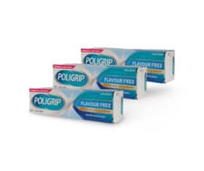 Image of 3 x Poligrip FLAVOUR FREE Denture Fixative Cream - Secure Hold Flavour Free 40g