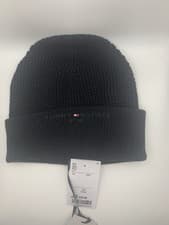 Image of Tommy Hilfiger The Horizon Beanie Mens Black Patterned Knit BNWT