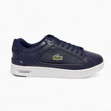 Image of Trainers Lacoste Mens Dark Blue Leather Sneakers With Logo - Deviation Size 8