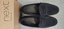 Image of Navy Suede Penny Loafers