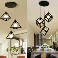 Image of 3 Way Modern Retro Industrial Ceiling Pendant Cluster Cage Style  Light Fitting