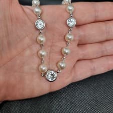 Image of Swarovski pearls with crystals necklace rare!