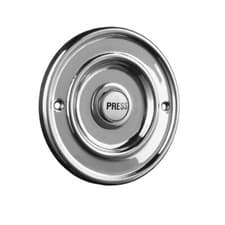 Image of Byron Door Bell Push 2207P1BC Round Chrome Wired Doorbell with Press Button