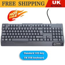 Image of Computer Gear USB Standard Keyboard (Black), Wired, 105-Key UK Layout Keyboard