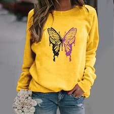 Image of Women Sweatshirt Long Sleeve Pullover Ladies Fashion Crew Neck Fall T-shirt