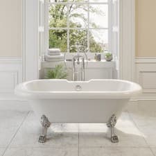 Image of Traditional 1500 Freestanding Bath Double Ended Roll Top Legs Included White