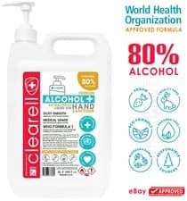 Image of Clearell 5L - 20L | HAND SANITISER | 80% ALCOHOL WHO Formula Liquid Rub 5 Litres