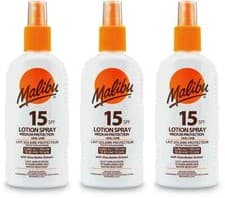 Image of Malibu Lotion Spray SPF15 200ml l Sunscreen l Suncream X 3
