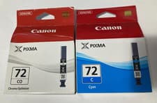 Image of new Canon ink 72, PGI Pixma CO + C (Chroma Optimiser + Cyan ) Genuine x2