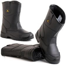 Image of CONTRACTOR Waterproof Leather Steel Toe Midsole Fur Lined Safety Rigger Boot Sz