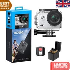 Image of EK7000 4K Action Camera - 20MP Ultra HD, 98FT Waterproof, Accessory Kit Included