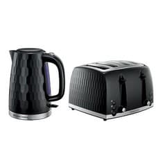 Image of Russell Hobbs Honeycomb Kettle & 4 Slice Toaster Set Textured Plastic - Black