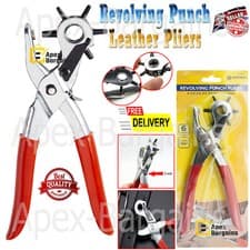 Image of AMTECH Revolving Punch Plier 6 Sizes DIY Leather Belt Eyelet Hole Puncher Tool.