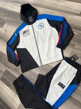 Image of NWT Puma BMW Motorsports Men's 2 Piece Tracksuit Black White Windbreaker 2XL