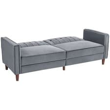 Image of HOMCOM Sofa Futon Velvet-Touch Tufted Couch Compact Loveseat Sleeper Sofa Bed
