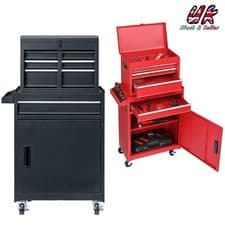Image of 4 Drawers Tool Cart Garage Storage Box Chest Combo Set Lockable Trolley Case
