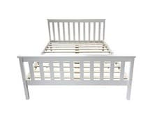 Image of 3ft 4ft Wooden Bed Frame White Small Double Single Optional Mattresses Pinewood