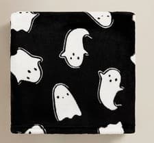 Image of NEW BLACK WHITE SPOOKY GHOST HALLOWEEN THROW BLANKET SOFA BED SOFT THROW.