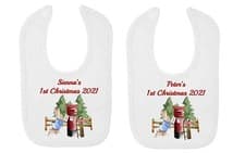 Image of Peter Rabbit 1st Christmas Letter To Santa Personalised Baby BIB