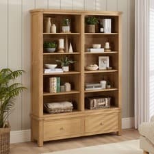 Image of Library Bookcase Extra Large Grand Double Marbury Oak Office Furniture