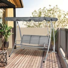 Image of Three Person Garden Swing Seat Outdoor Porch Swing Chair Bench with Canopy Cover