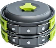 Image of MalloMe Camping Cookware Mess Kit 10 Piece Set with 1 Litre Pot & Pan