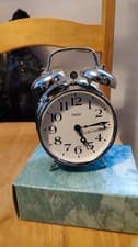 Image of New Retro Loud Double Bell Mechanical Wound Alarm Clock With Night Light UK