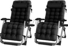 Image of Zero Gravity Chair With Cushion Outdoor Padded Foldable Sun Lounger Patio UK