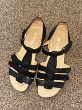 Image of Hotter Sol Indigo black multi Sandals Size Wide uk 6 flat