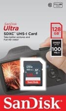 Image of SanDisk Ultra 128GB SDXC Memory Card Class 10 UHS-I 100MBs SDSDUNR-128G-GN3IN