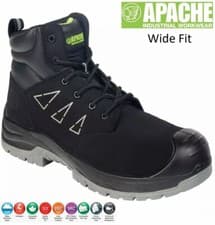 Image of New APACHE Armstrong S3 Black Non-Metallic Safety Toe Cap Wide-Fit Work Boots Sz