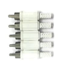 Image of 5 White Phono / RCA Plugs Connectors Stereo