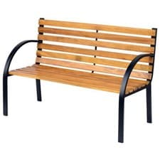 Image of Garden Bench, 122Lx60Wx80H cm-Steel/Wood