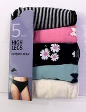 Image of Ex M & S Ladies 5 Pack Cotton Lycra High Legs Briefs Knickers ~ Sizes 8 to 20