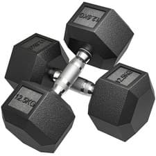 Image of HOMCOM 2x12.5KG Rubber Hex Dumbbell Portable Hand Weights for Home Gym