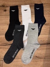 Image of Armani Men’s 5 Pack White Black Grey Navy Ankle Socks Size 6-11